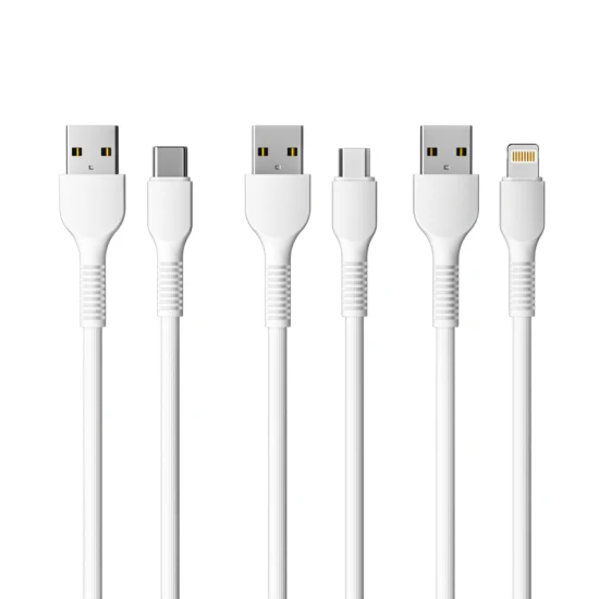 1m 2m 3m 2.4A 3A PVC / TPE Micro USB Tipo C Cable USB Lightning Accesorios para teléfonos celulares al por mayor Cable de datos Cable cargador USB para teléfonos Huawei Xiaomi Samsung