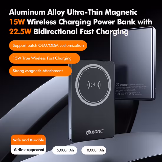 Banco de energía magnético con cargador inalámbrico Pd QC