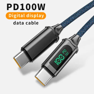 Cable USB C a tipo C Pd 100W para MacBook Tablet Switch Xiaomi Samsung 5A carga rápida pantalla Digital Cable de datos de teléfono