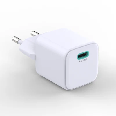 Cargador rápido de carga rápido de GaN 30W de la UE Mini adaptador de corriente portátil Pd 30W Cargador rápido de 30W GaN